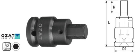 Impact 1/2'' Socket Head 7mm External Hex Profile