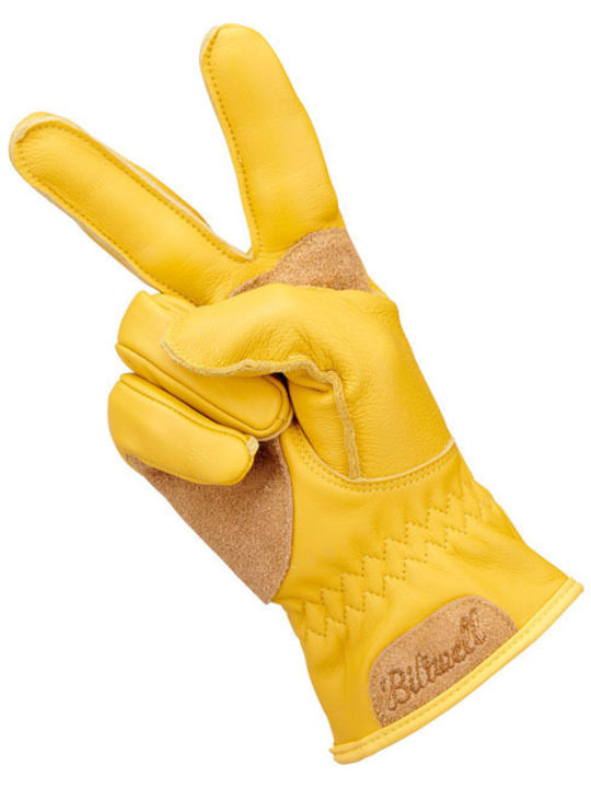 Biltwell Work 2.0 Herren Motorradhandschuhe Leder Gold
