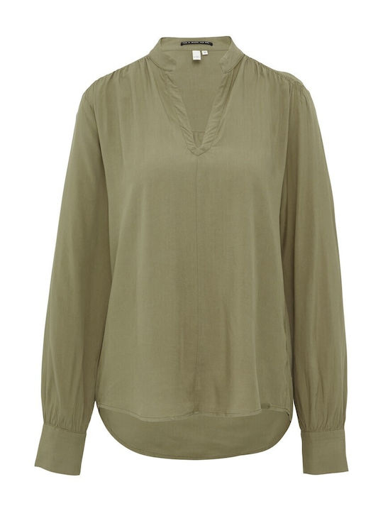 Langärmelig Damen Hemd Khaki