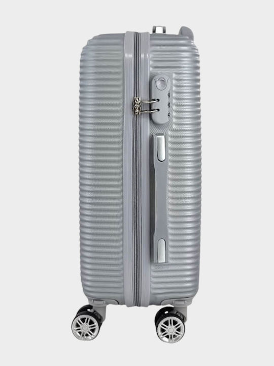 My Choice Cabin Hard Silver Suitcase With 4 Wheels Height 55cm