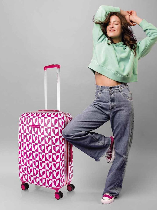 Agatha Ruiz De La Prada Kids Medium Hard Pink Suitcase with 4 Wheels Height 67cm