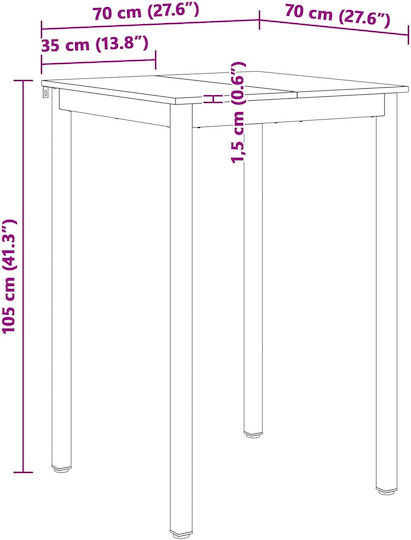 Table Bar from Solid Wood & Metal White 110x55x105cm