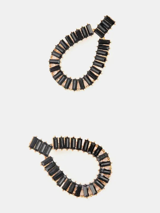 Black Black Earrings Pendant Stones