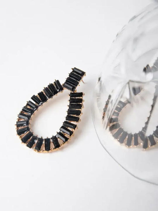 Black Black Earrings Pendant Stones
