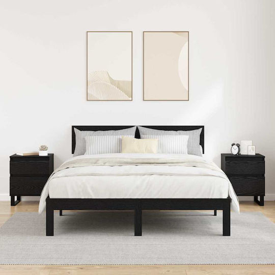 Metal Bedside Tables with Glass Surface Black 2 Pieces 40x35x50cm