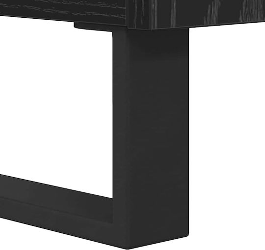 Metal Bedside Table With Glass Surface Black 40x35x50cm