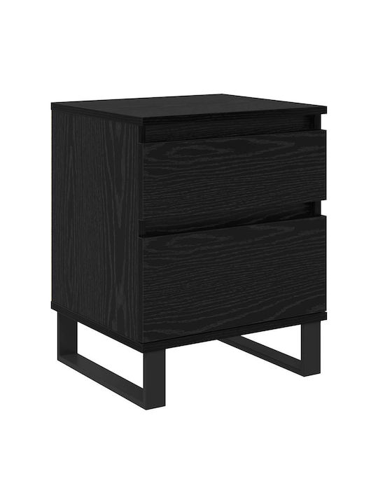 Metal Bedside Table With Glass Surface Black 40x35x50cm