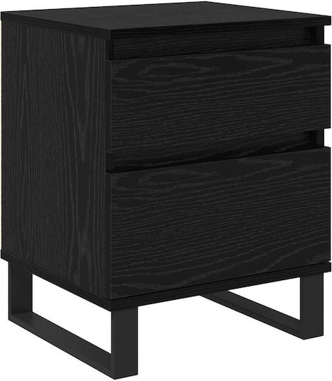 Metal Bedside Table With Glass Surface Black 40x35x50cm