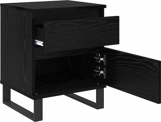 Metal Bedside Table With Glass Surface Black 40x35x50cm