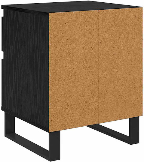 Metal Bedside Tables with Glass Surface Black 2 Pieces 40x35x50cm