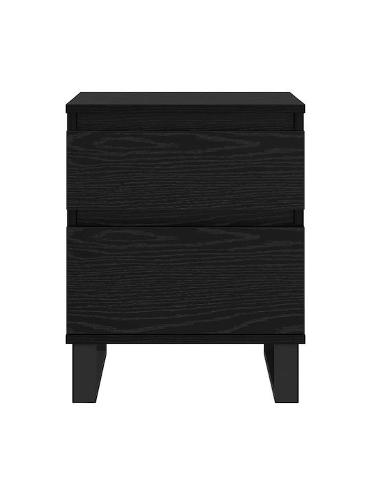 Metal Bedside Table With Glass Surface Black 40x35x50cm
