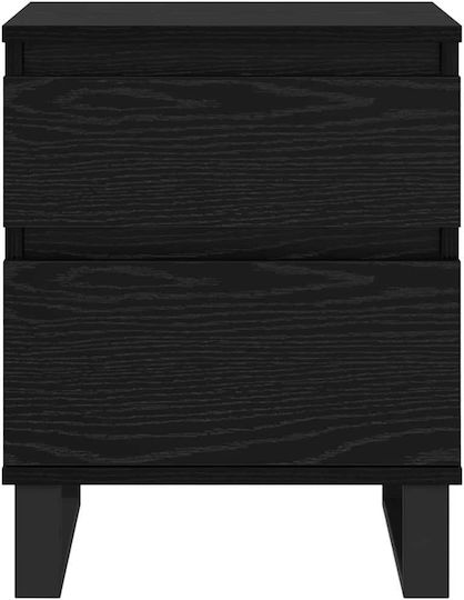 Metal Bedside Tables with Glass Surface Black 2 Pieces 40x35x50cm