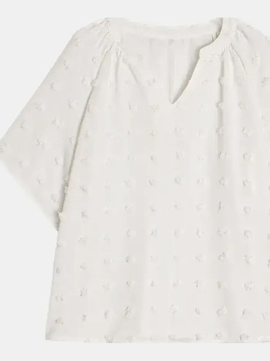 T-shirt Μπλούζα Ανάγλυφα Πουά Λευκό Μέγεθος Xl