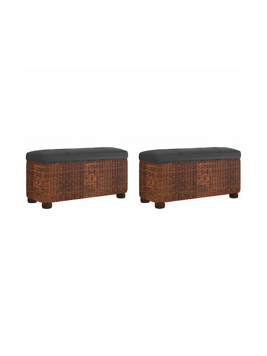 Stool For Living Room With Storage Space Wicker Coffee 2pcs 69x27x36cm