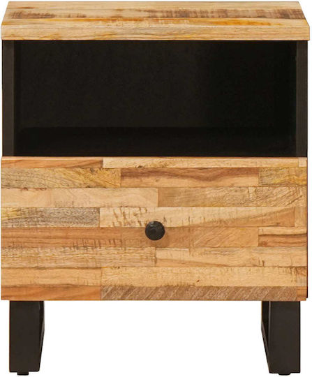 Κομοδίνο από Μασίφ Ξύλο Καφέ 40x33x46cm
