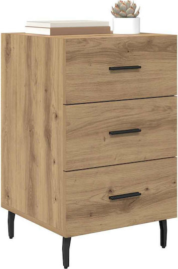 Metal Bedside Table with Glass Surface Brown 40x40x66cm
