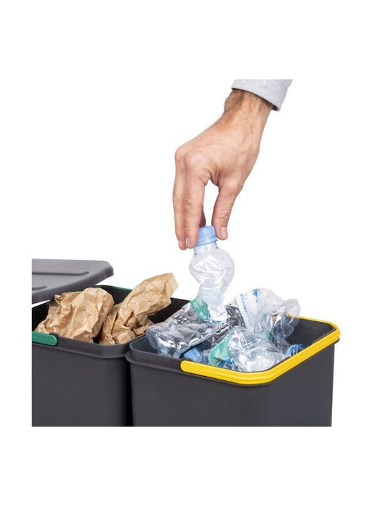 Emuca Waste Bin Recycling Plastic with Photocell Gray 12lt 2pcs