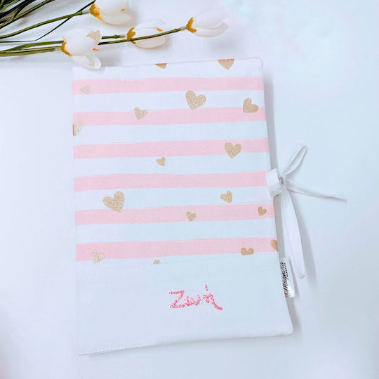 Personalized Child Health Book Cover Glitter Hearts