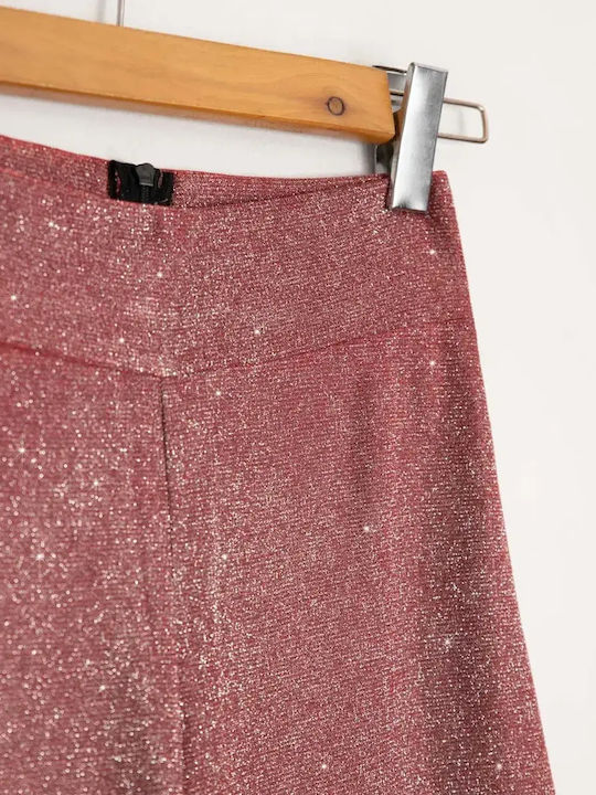 Παντελόνα Ελαστική Ψηλόμεση Εφέ Glitter Κόκκινη Μέγεθος Xl
