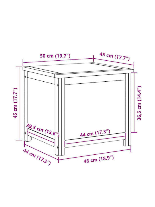 vidaXL Wooden Decorative Trunk Beige 50x45x45cm