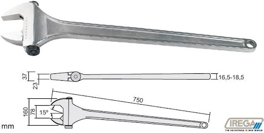 Langer Chromed Verstellbarer Schraubenschlüssel 15-Grad Backen Größe 750 Mm Öffnung 78 Mm 3''