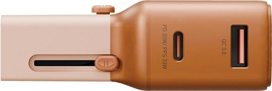 Energea Charger Without Cable with USB-A Port and USB-C Port 35W Power Delivery / Quick Charge 3.0 Orange (Travelgo)