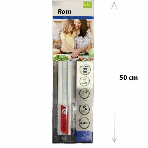 LED Лампа За Монтаж Под Шкаф Hi Lite Rom 3651335-b9540 Сензорен Контрол 50cm 480lm 5.5 W Енергиен Клас A+ 4000K Неутрално Бяло Сребриста