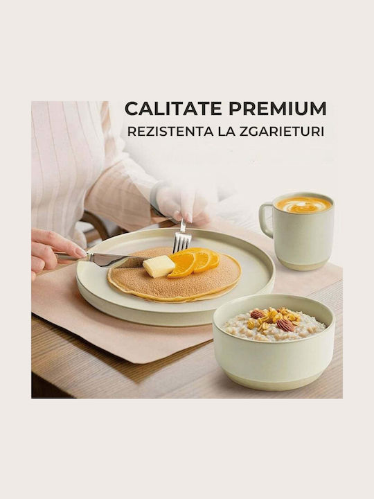 Miamio Beige Ceramic Dinnerware Set 4pcs