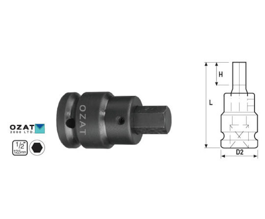 Impact 1/2'' Socket Head 3 External Hex Profile