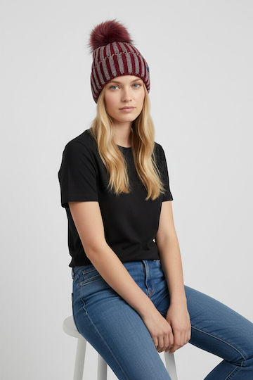 Pom Pom Beanie Frauen Beanie Gestrickt in Rot Farbe