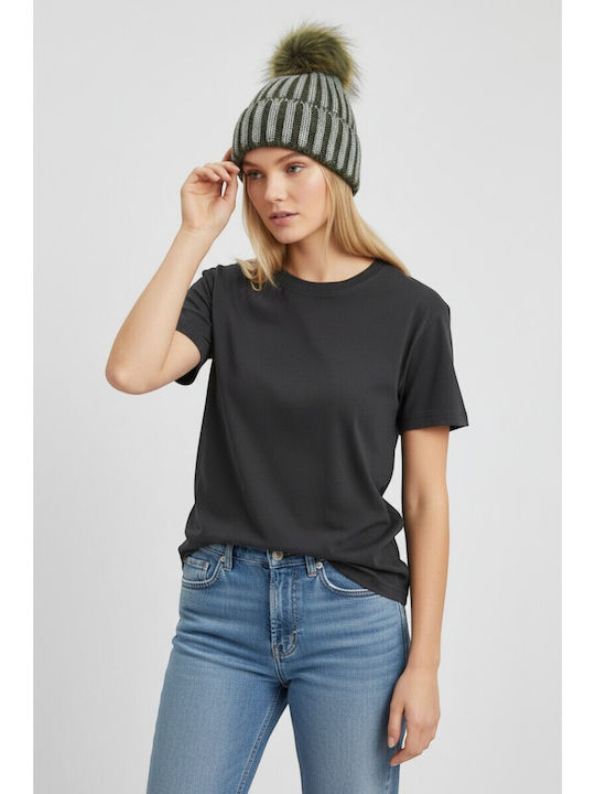 Pom Pom Beanie Γυναικείος Σκούφος Πλεκτός σε Χακί χρώμα