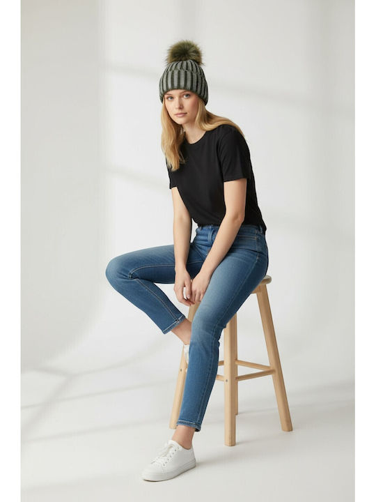 Pom Pom Beanie Γυναικείος Σκούφος Πλεκτός σε Χακί χρώμα