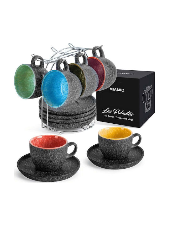 Miamio Σετ Φλιτζάνια Cappuccino Κεραμικά Πολύχρωμα 190ml 6τμχ