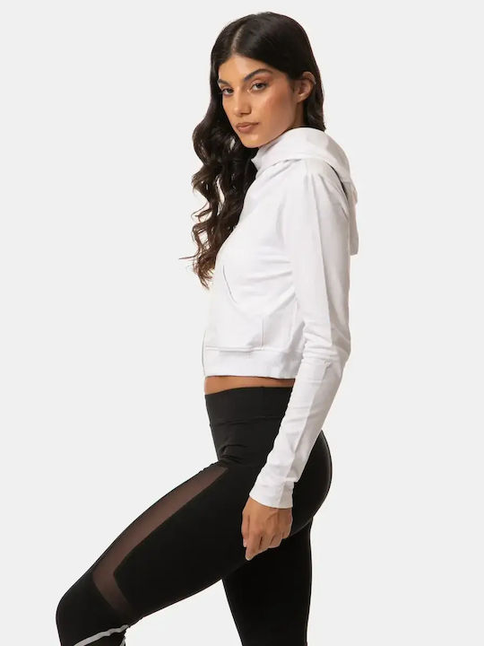Croppped Sweatshirt Kapuzen Weiß Größe XL