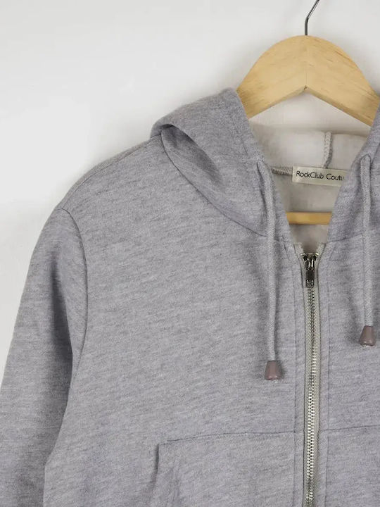 Cropped Hooded Gray Sweatshirt Cardigan Size XL