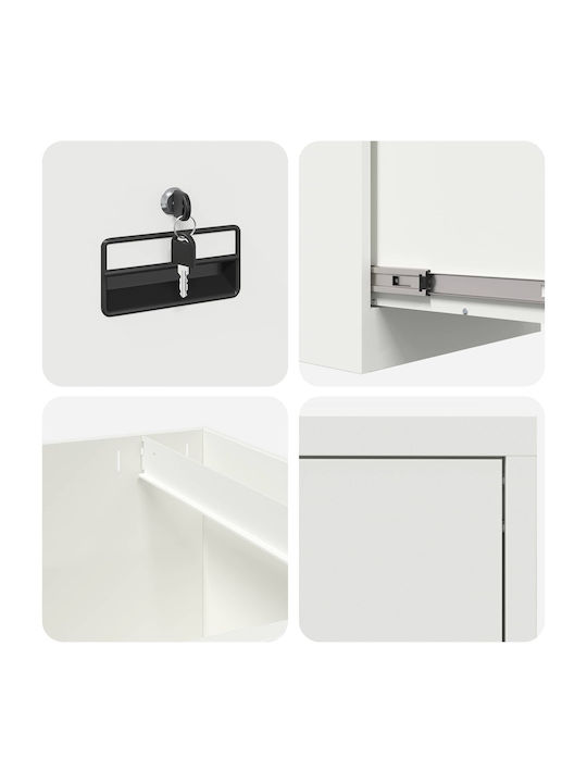 Office Storage Metal Drawer with Lock & Drawers White L44xW50xH106.5cm