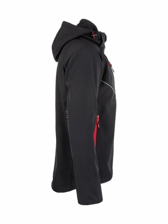 Bennon Force Work Jacket Reflective Softshell with Fleece Lining and Detachable Hood Black