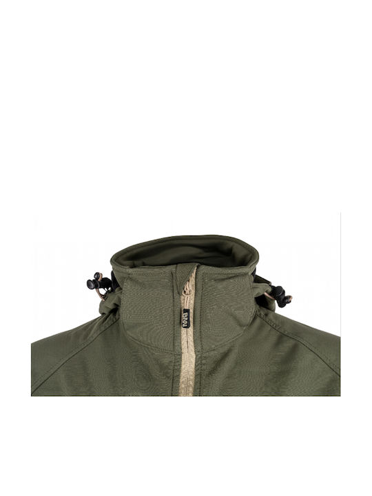 Bennon Force Work Jacket Reflective Softshell with Fleece Lining and Detachable Hood Khaki