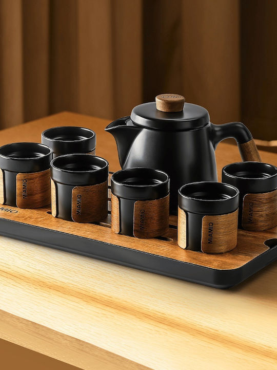 Miamio Teekanne mit Tasse und Filter Keramik Schwarz 600ml