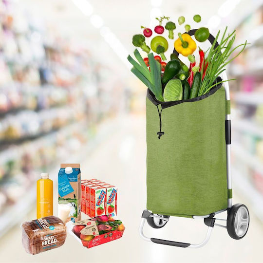 Classic Premium Stoff Einkaufswagen Klappbar Grün 45Es
