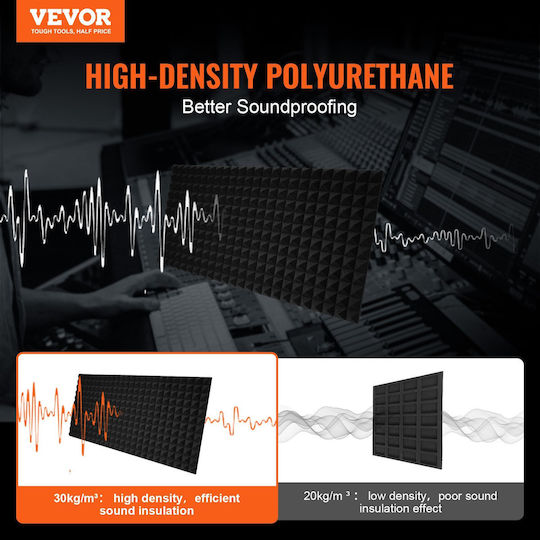 Vevor Set Materiale De Tratament Audio (4 Bucăți) În Design Piramidă 48cm x 24cm x 2mm