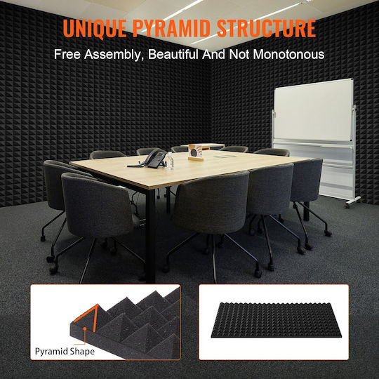Vevor Set Materiale De Tratament Audio (4 Bucăți) În Design Piramidă 48cm x 24cm x 2mm