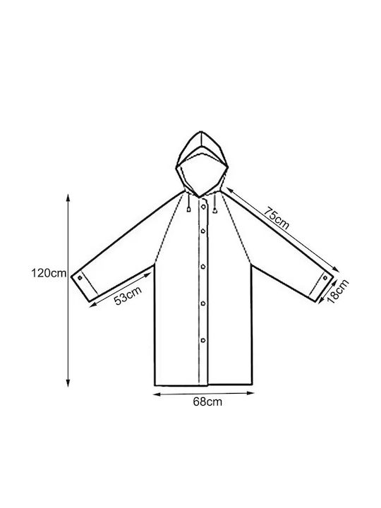 Waterproof Poncho Pocket Unisex Hood & Buttons Black Eva