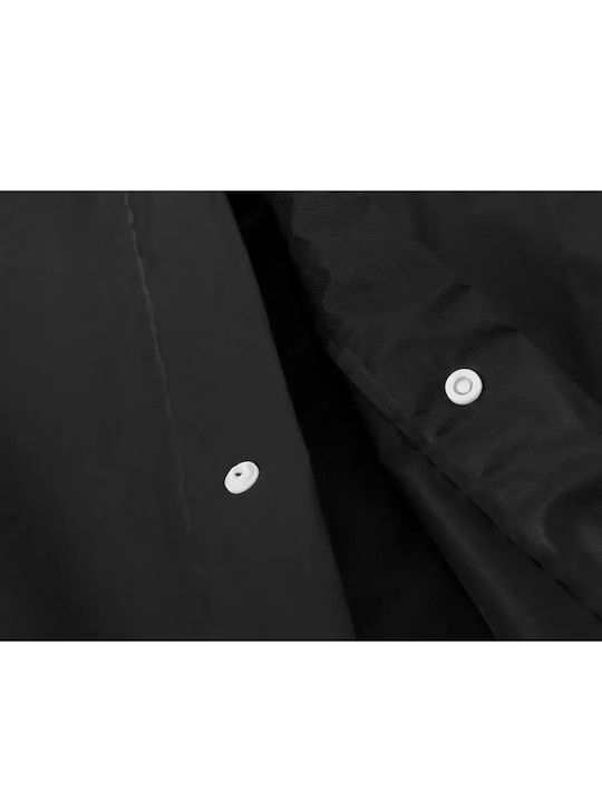 Waterproof Poncho Pocket Unisex Hood & Buttons Black Eva