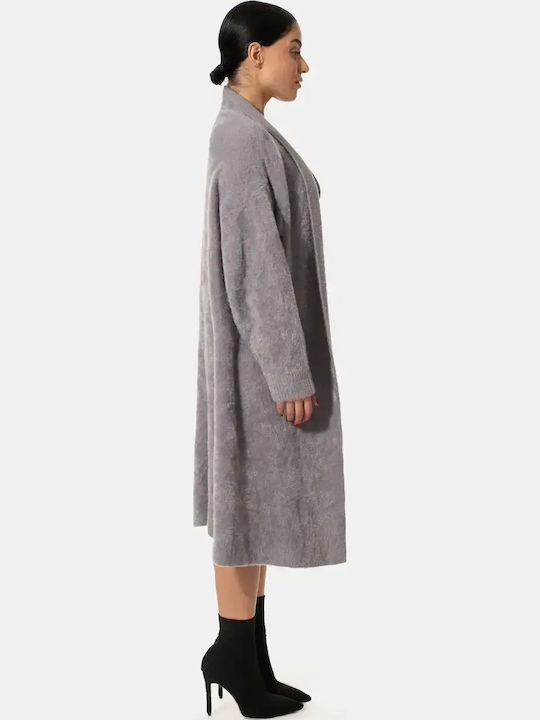 Fur Long Gray Cardigan Size One Size