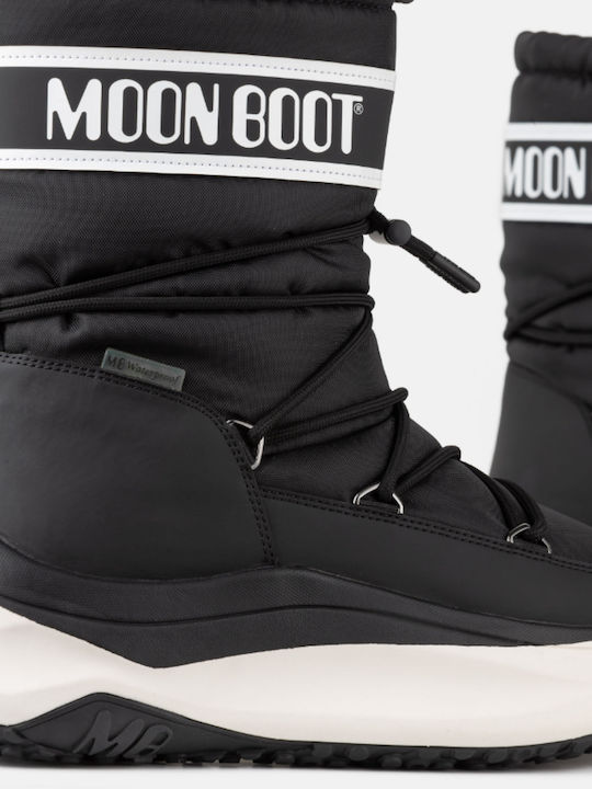 Synthetic Leather Snow Boots with Laces Black