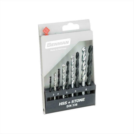Benman Set of 9 Diamond Drills HSS for Metal και Masonry