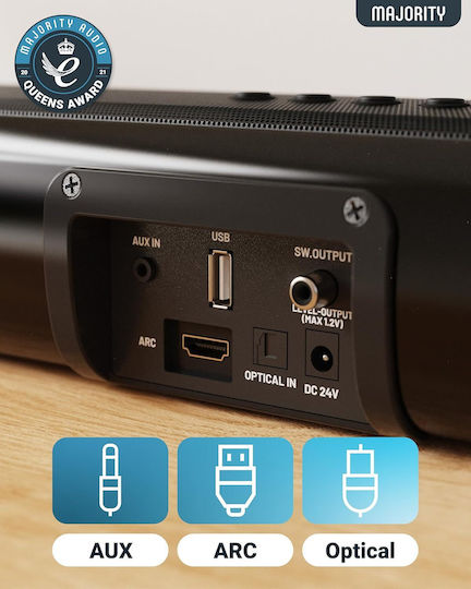 Majority Naga 80 Саундбар 2.1 Bluetooth и HDMI 140W с Дистанционно Черен