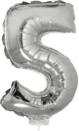 Balon Folie Număr 5 Argintiu 41buc