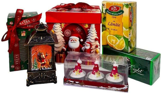Pachet De Bucurie De Crăciun Lanternă Decorativă Lumânări Ciocolată After Eight Ceai În Cutie Cadou Festivă